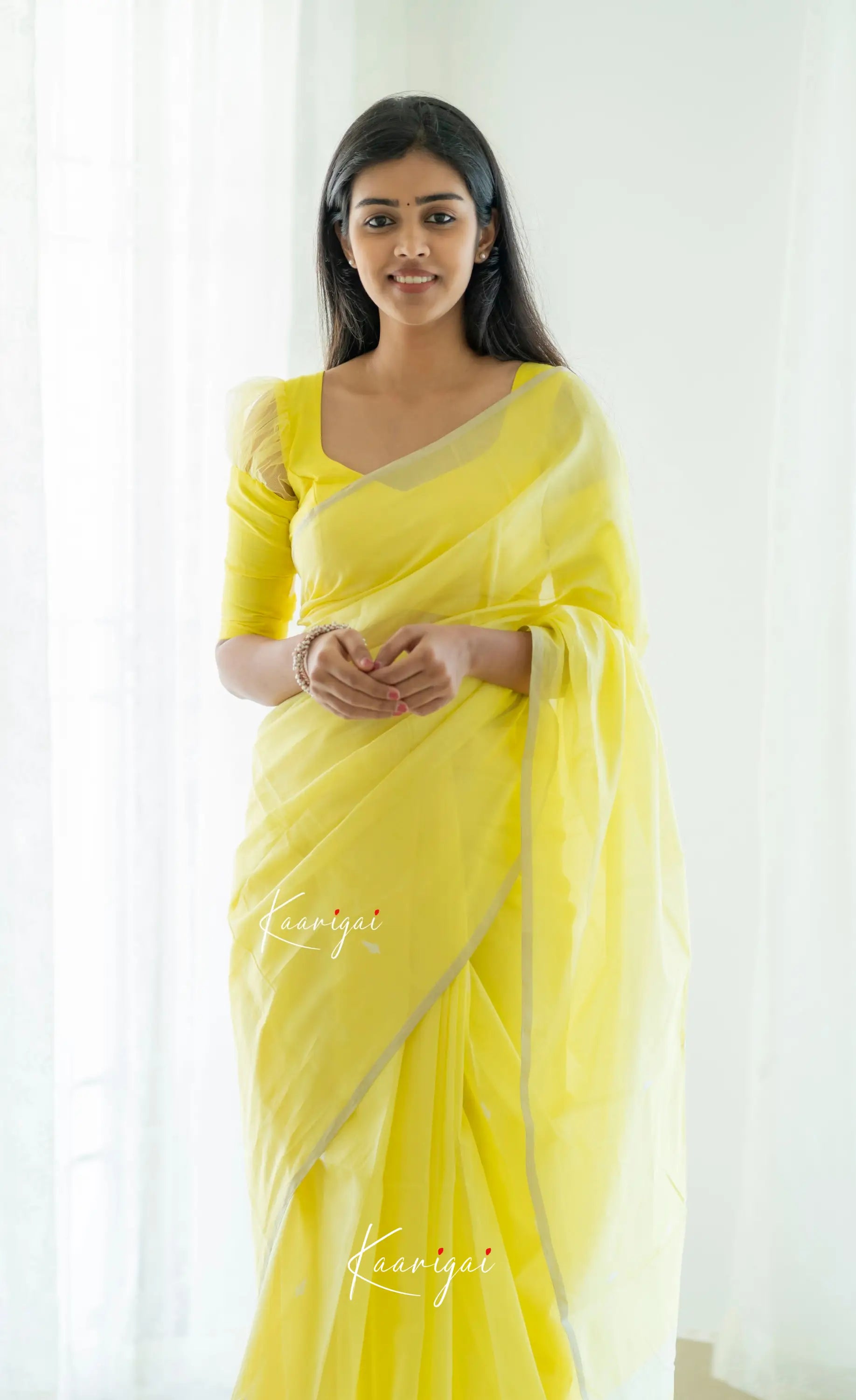 Aadrika - Yellow Pure Maheswari Silk Cotton Saree Sarees