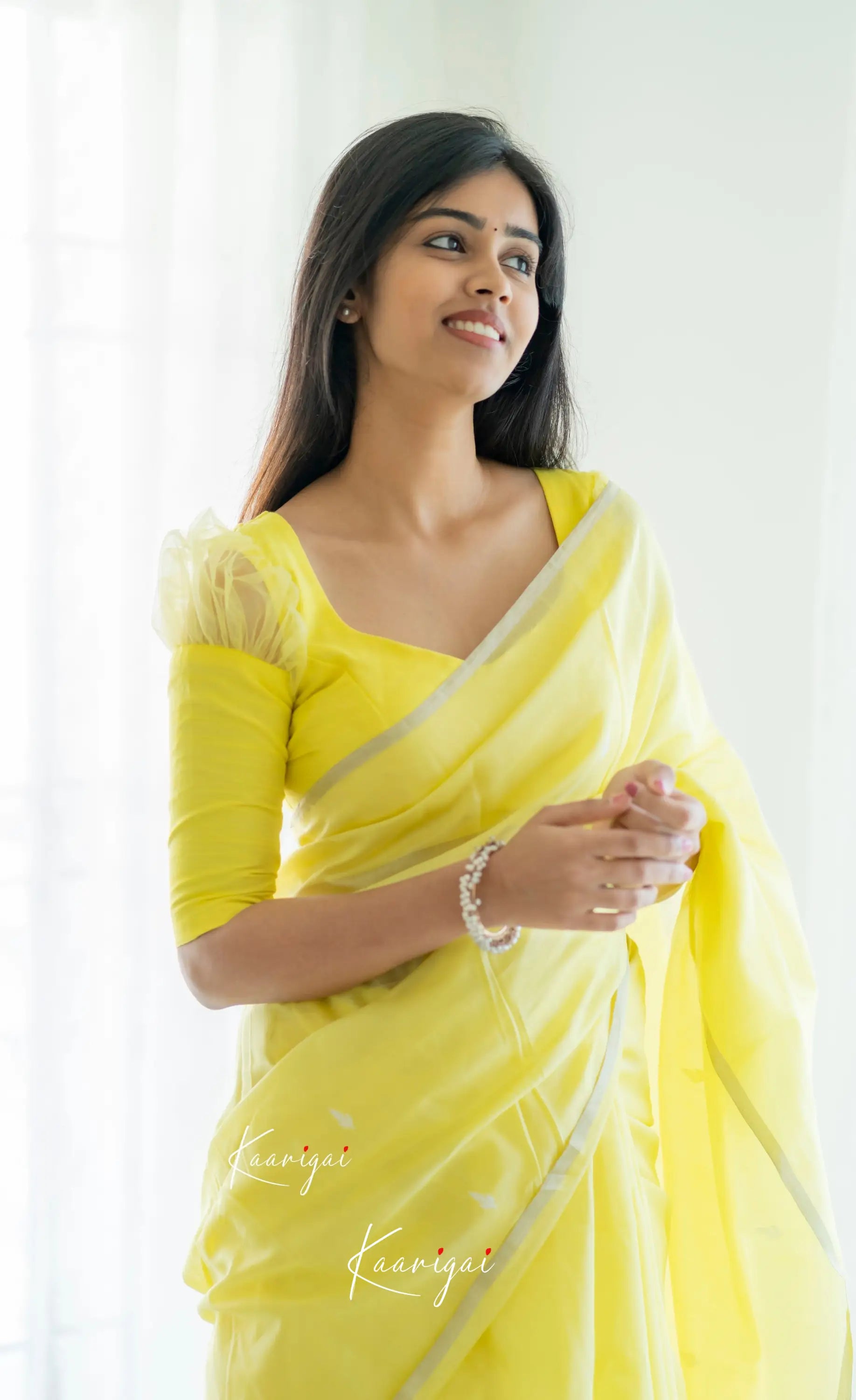 Aadrika - Yellow Pure Maheswari Silk Cotton Saree Sarees