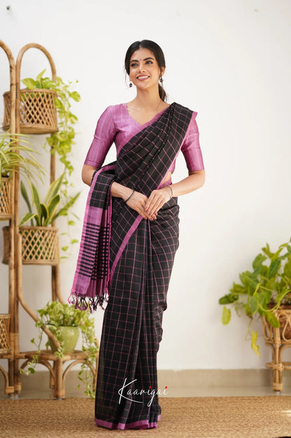 Madura Mangalagiri Saree - Black And Pink Sarees