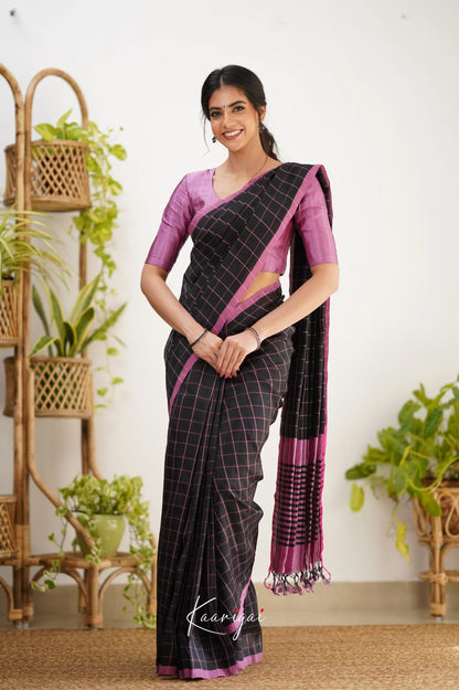 Madura Mangalagiri Saree - Black And Pink Sarees