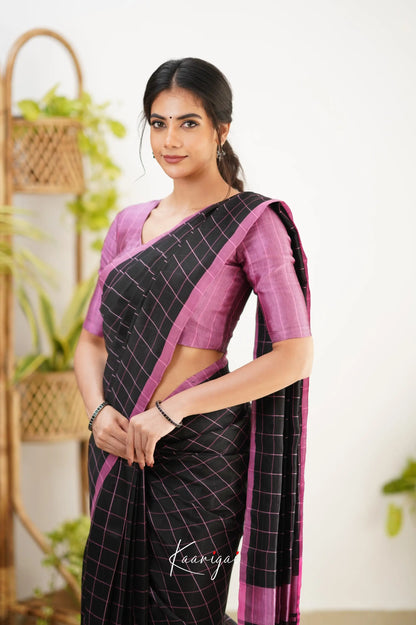 Madura Mangalagiri Saree - Black And Pink Sarees