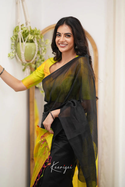 Madura Mangalagiri Saree - Black And Yellow Sarees