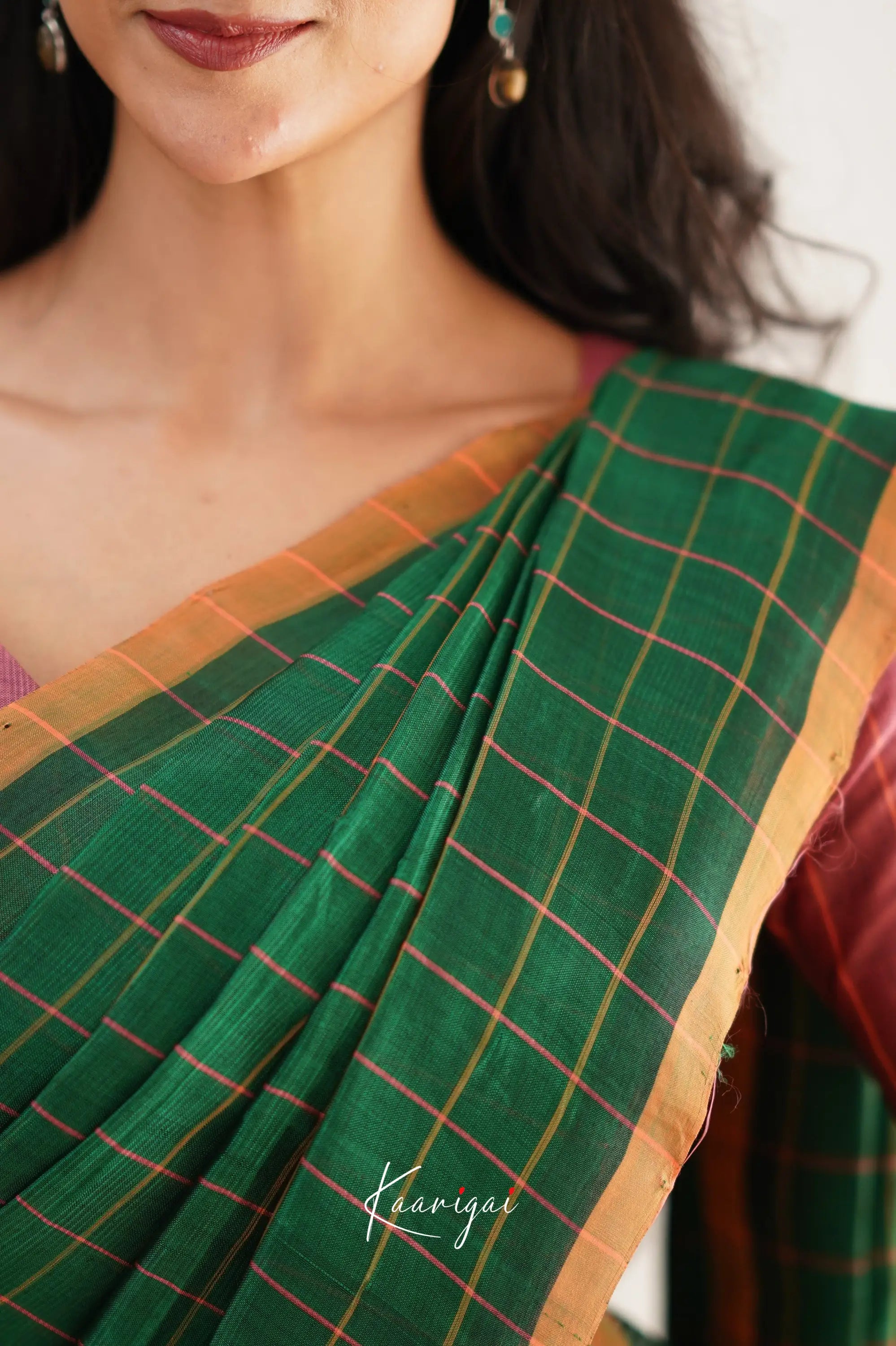 Madura Mangalagiri Saree - Bottle Green And Mauve Pink Sarees