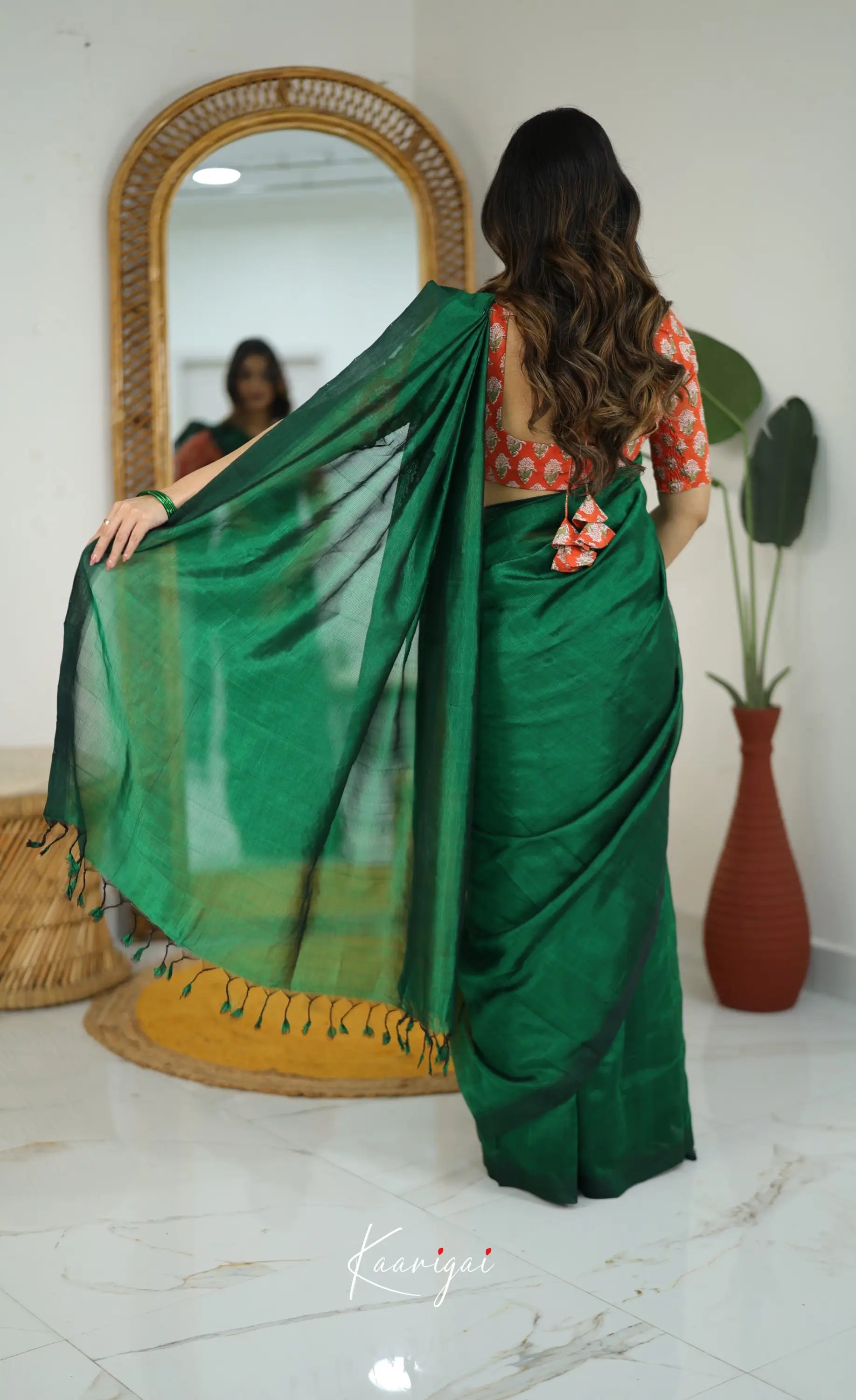 Madura Mangalagiri Saree - Bottle Green - Sarees
