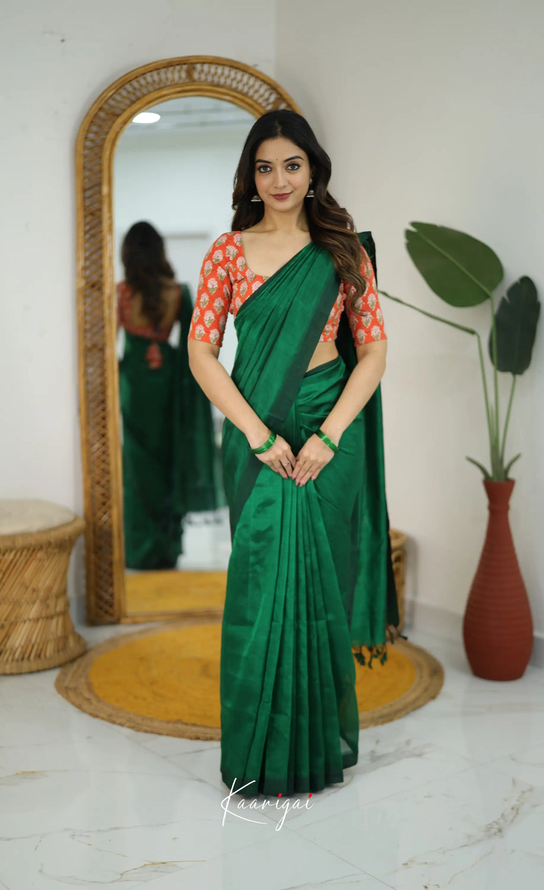 Madura Mangalagiri Saree - Bottle Green - Sarees