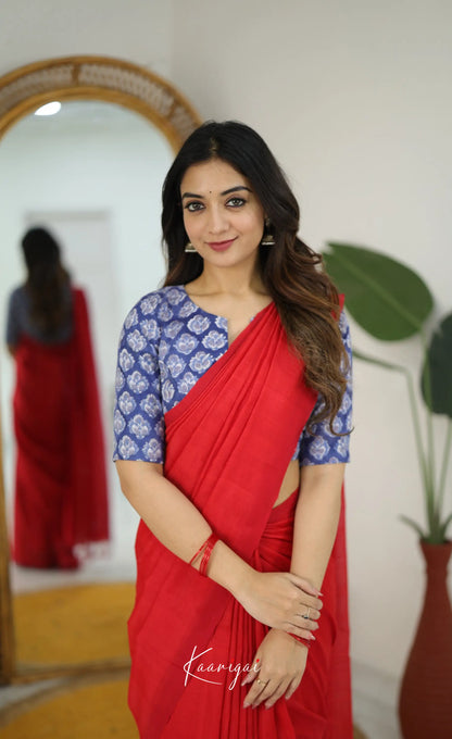 Madura Mangalagiri Saree - Bright Red - Sarees