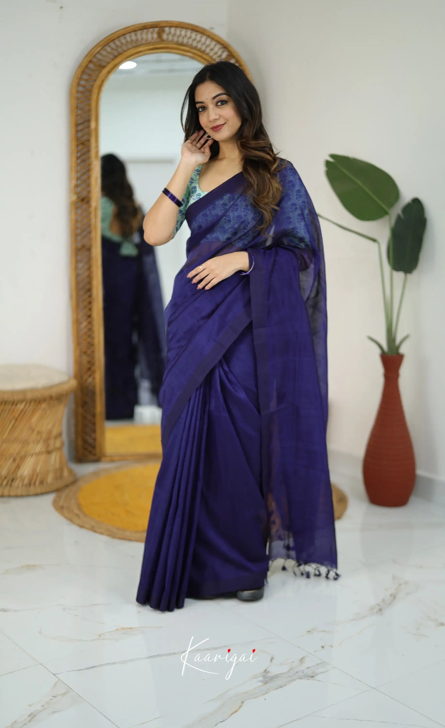 Madura Mangalagiri Saree -Dark Royal Blue - Sarees