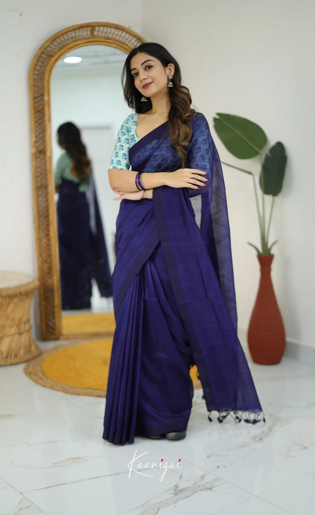 Madura Mangalagiri Saree -Dark Royal Blue - Sarees