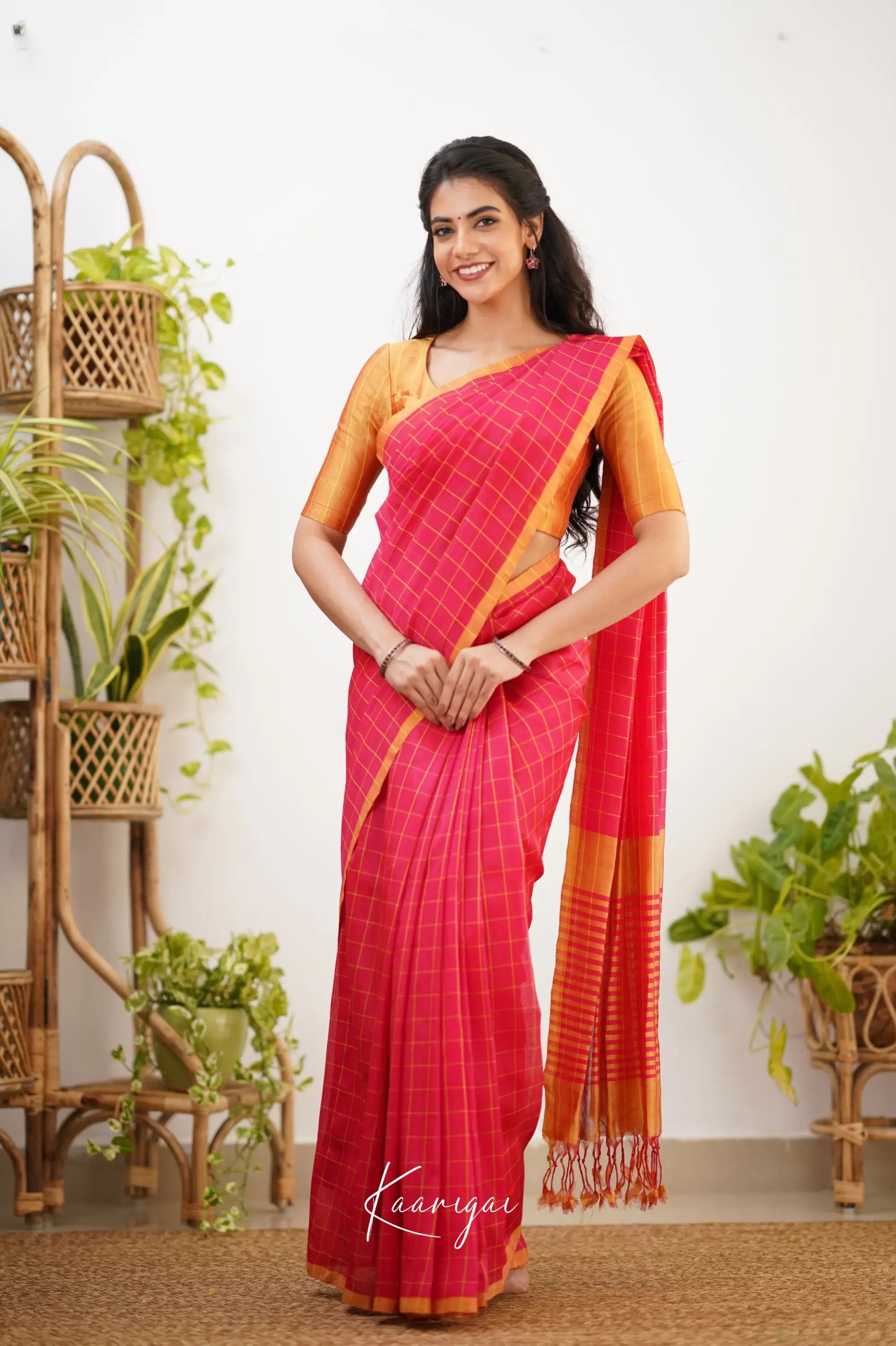 Madura Mangalagiri Saree - Pink And Orange Sarees