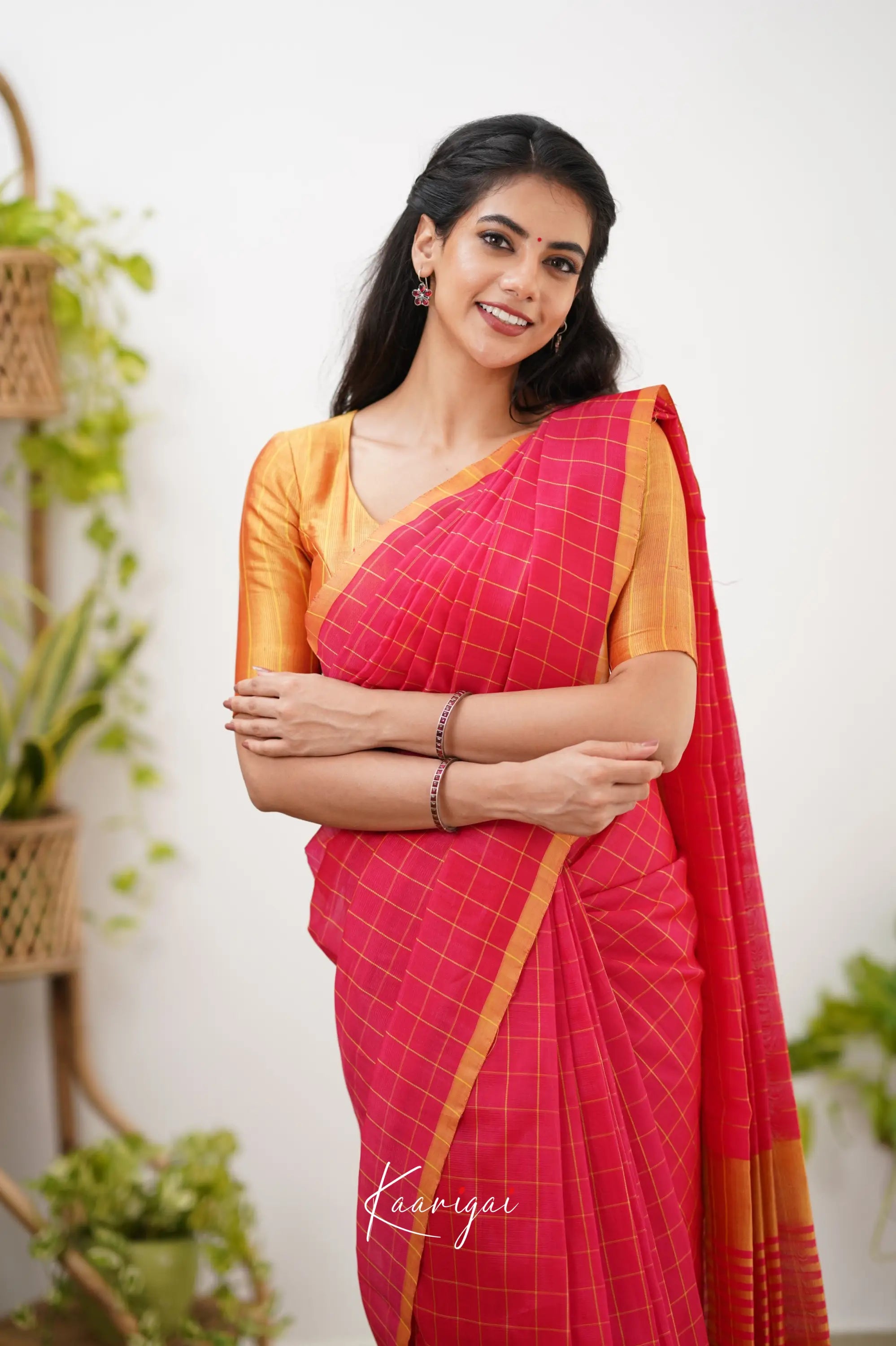 Madura Mangalagiri Saree - Pink And Orange Sarees