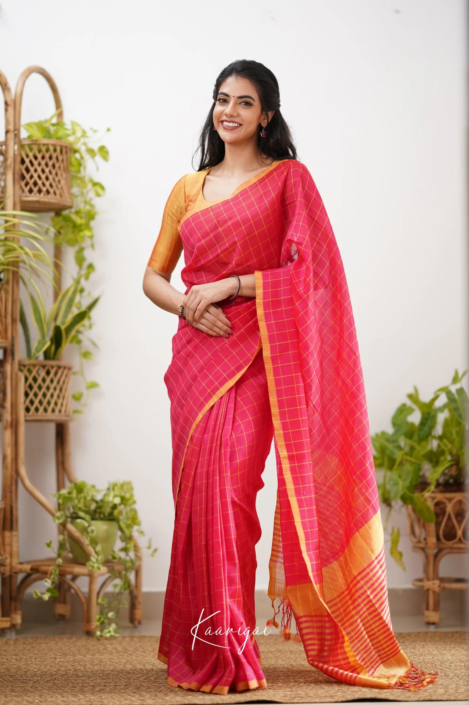 Madura Mangalagiri Saree - Pink And Orange Sarees