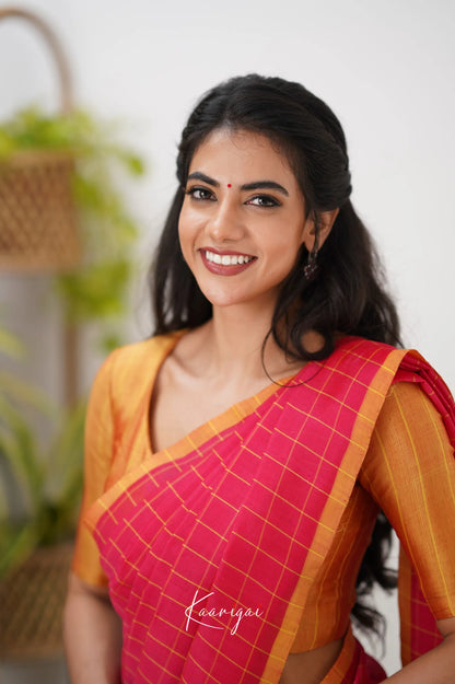 Madura Mangalagiri Saree - Pink And Orange Sarees