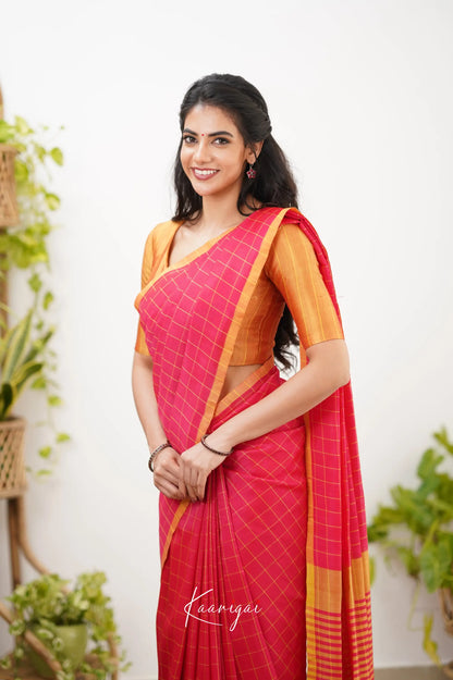 Madura Mangalagiri Saree - Pink And Orange Sarees