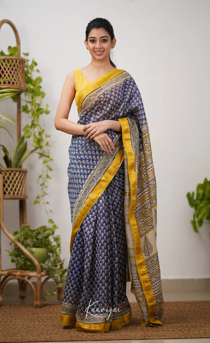 Mayuri Maheswari Silk Cotton Saree - Dark Blue Sarees