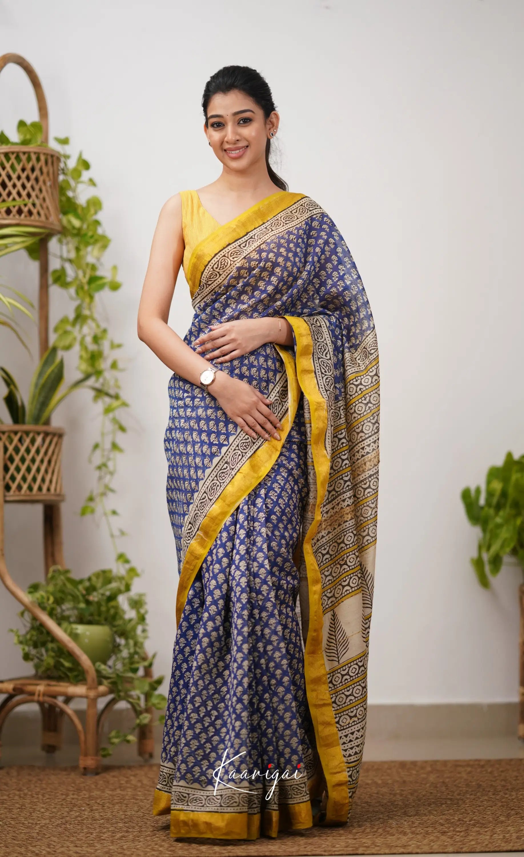 Mayuri Maheswari Silk Cotton Saree - Dark Blue Sarees