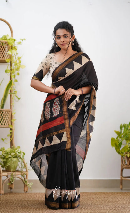 Mayuri Maheswari Saree - Black And Off White Sarees