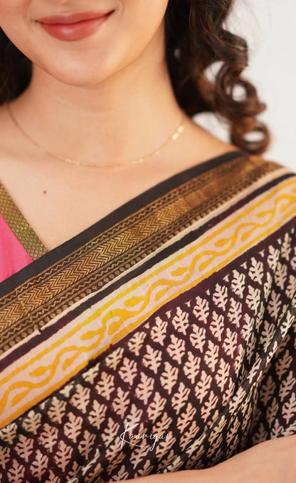 Mayuri Maheswari Saree - Black And Pink Sarees