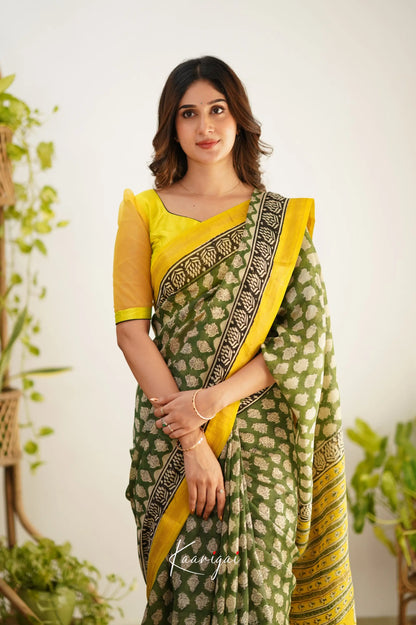 Mayuri Maheswari Saree - Green And Yellow Sarees