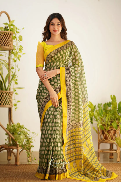 Mayuri Maheswari Saree - Green And Yellow Sarees