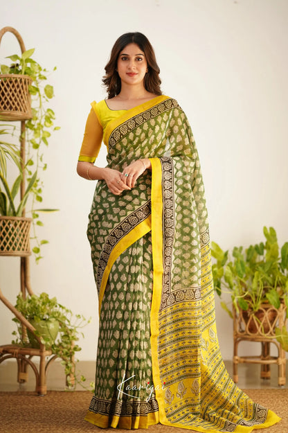 Mayuri Maheswari Saree - Green And Yellow Sarees