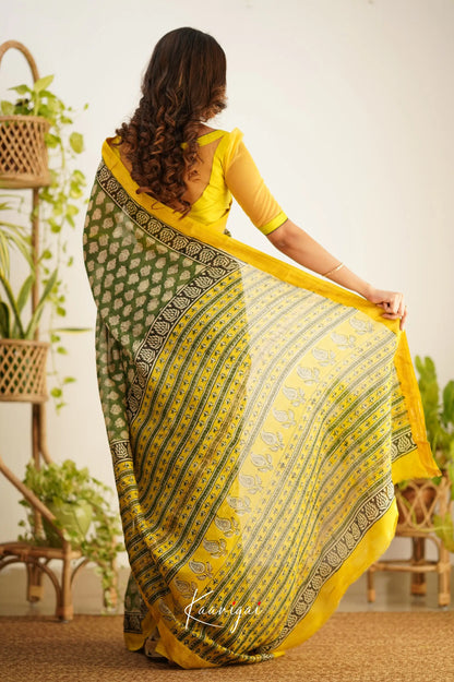 Mayuri Maheswari Saree - Green And Yellow Sarees