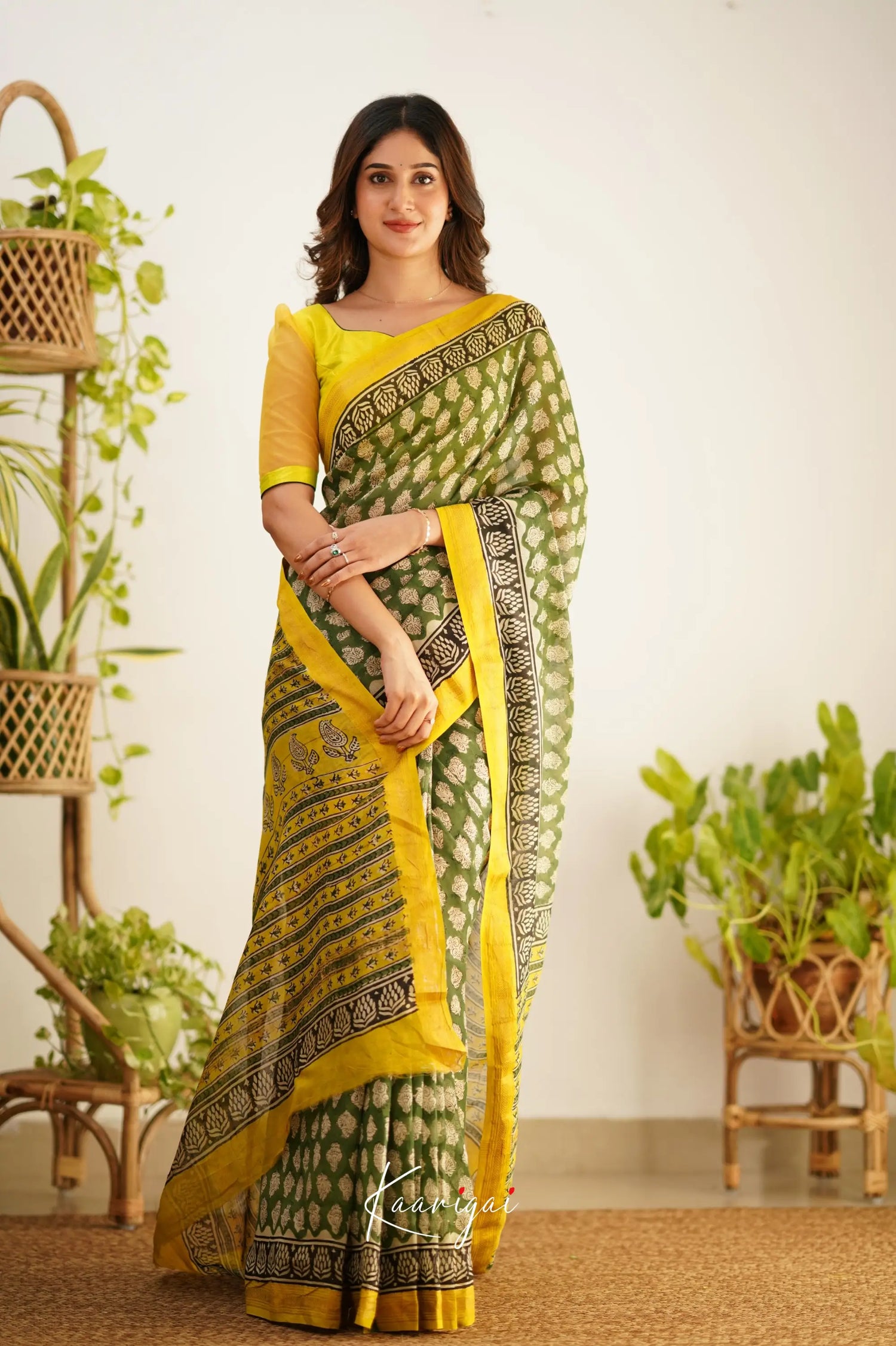 Mayuri Maheswari Saree - Green And Yellow Sarees