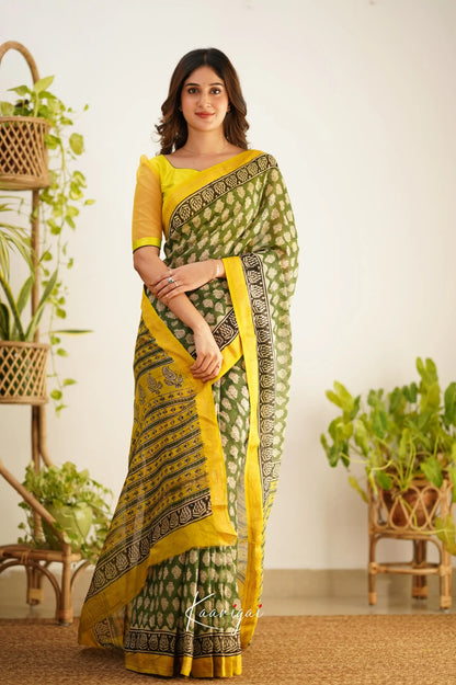 Mayuri Maheswari Saree - Green And Yellow Sarees