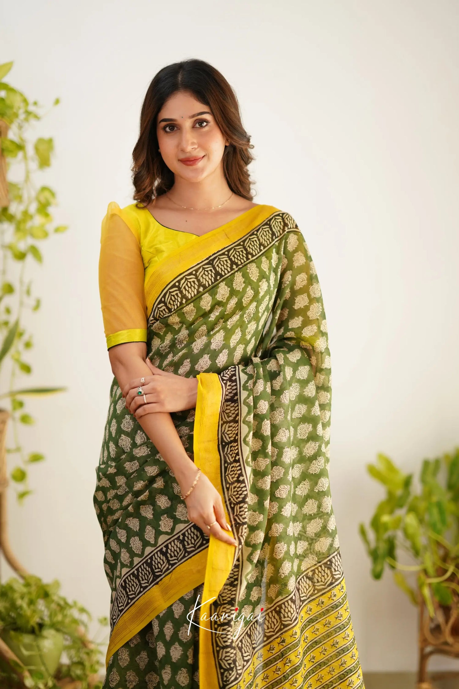 Mayuri Maheswari Saree - Green And Yellow Sarees