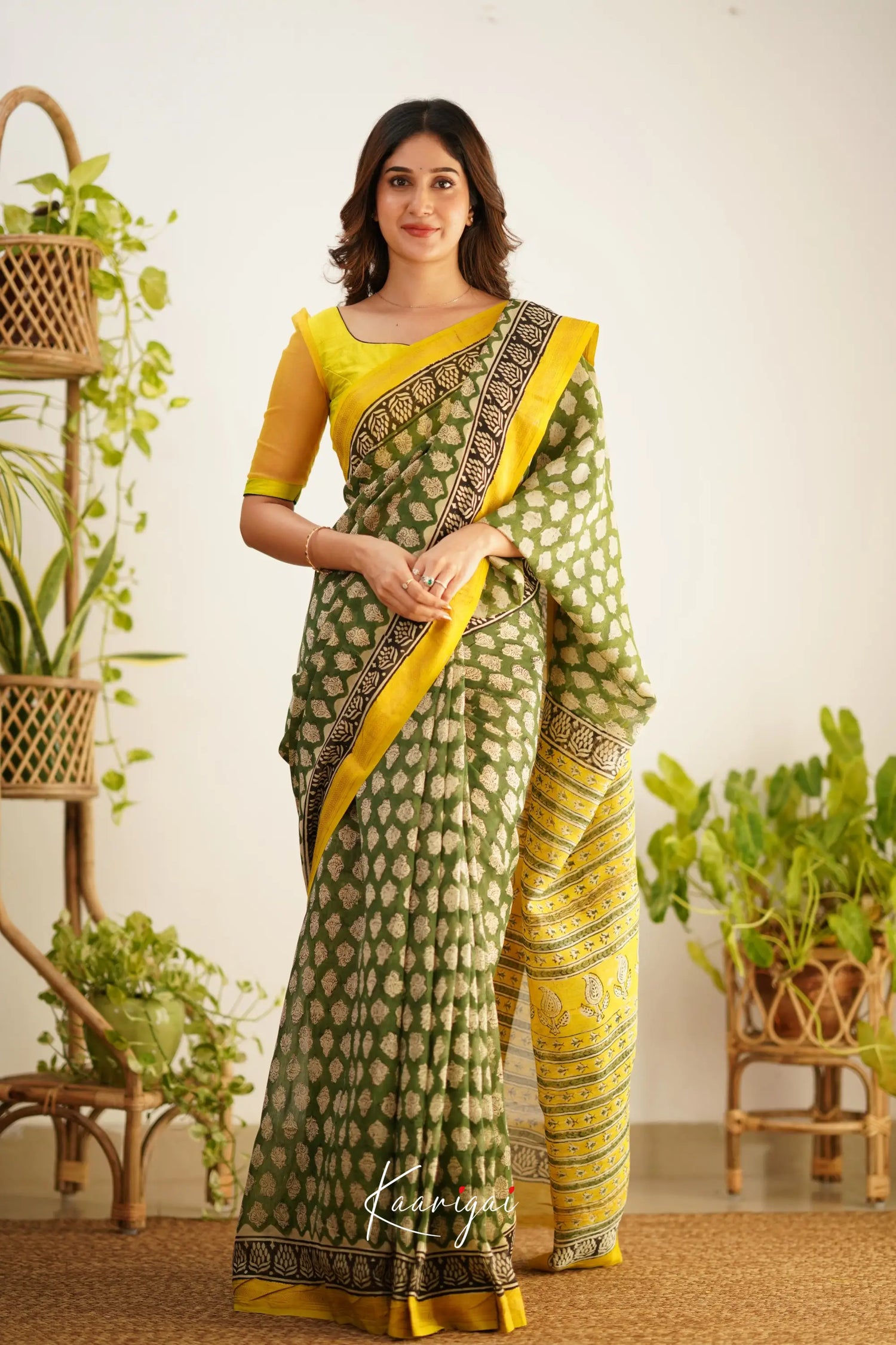 Mayuri Maheswari Saree - Green And Yellow Sarees