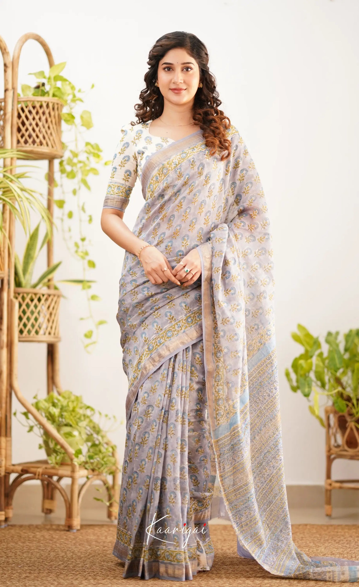 Mayuri Maheswari Saree - Grey And Yellow Sarees