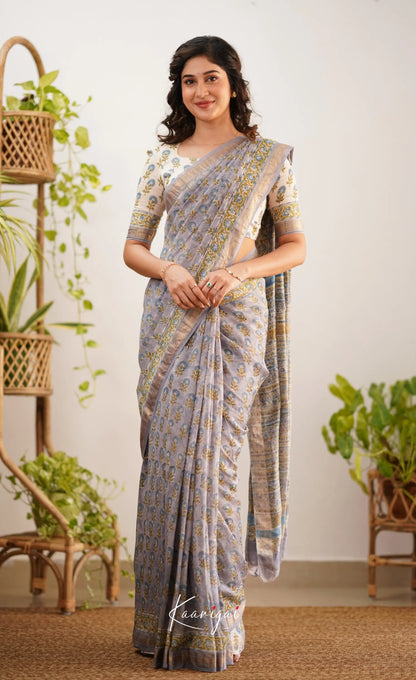 Mayuri Maheswari Saree - Grey And Yellow Sarees