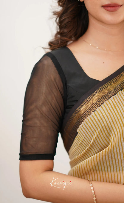 Mayuri Maheswari Saree - Mustard And White Sarees