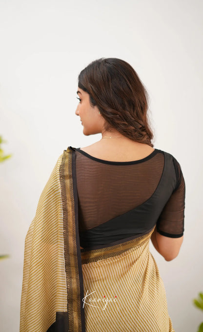 Mayuri Maheswari Saree - Mustard And White Sarees