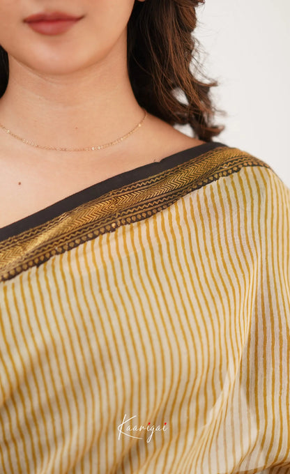 Mayuri Maheswari Saree - Mustard And White Sarees