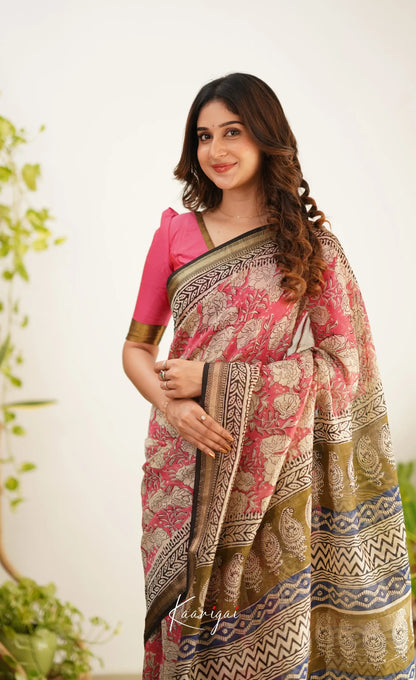 Mayuri Maheswari Saree - Pink And Black Sarees