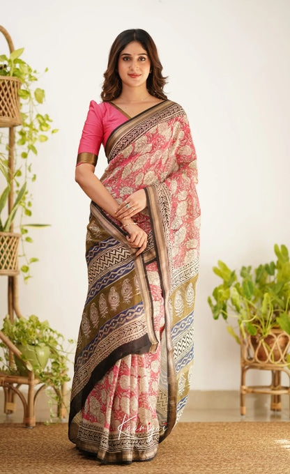 Mayuri Maheswari Saree - Pink And Black Sarees