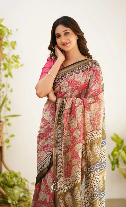 Mayuri Maheswari Saree - Pink And Black Sarees