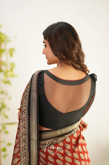 Mayuri Maheswari Saree - Red and Black - Sarees