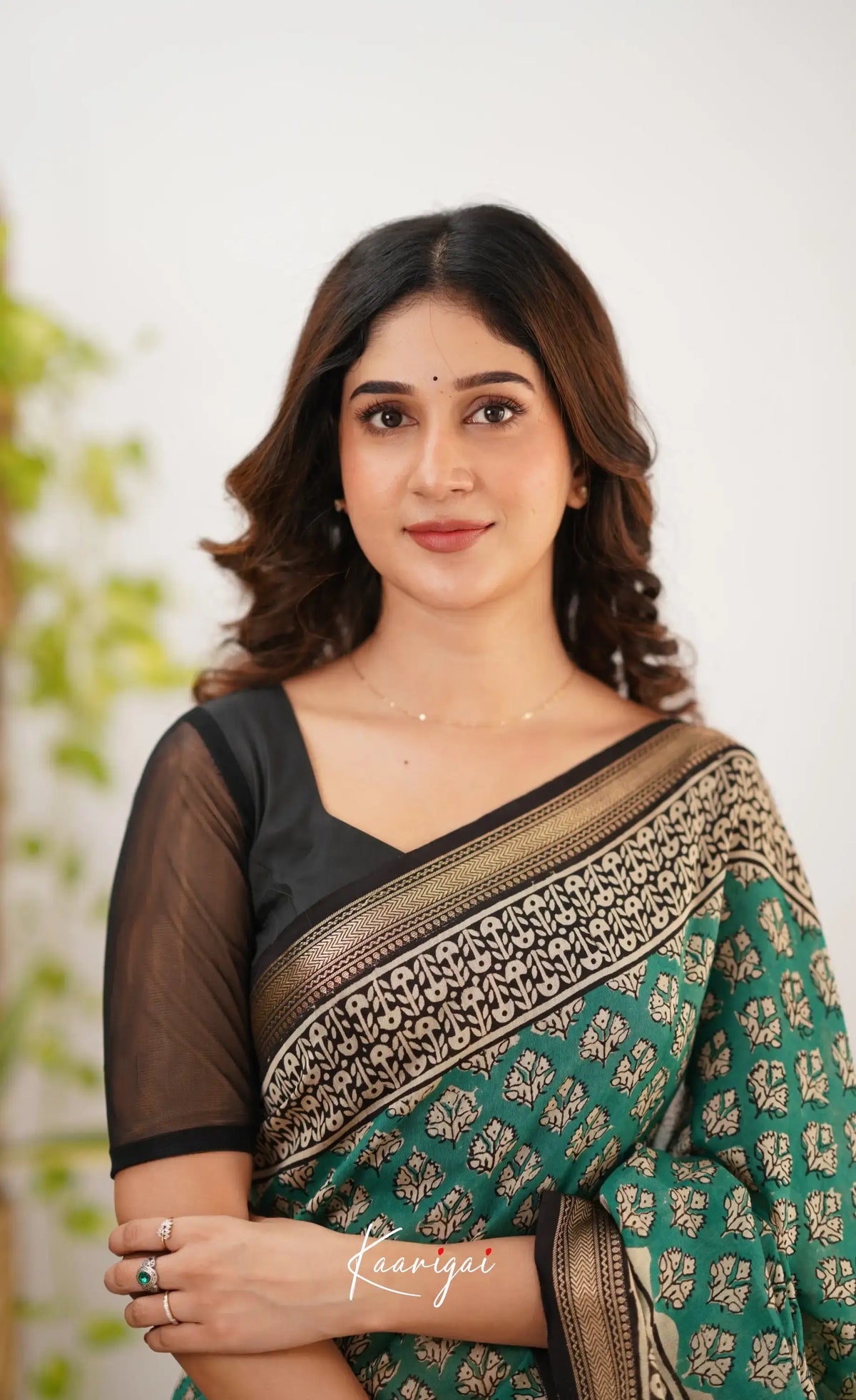 Mayuri Maheswari Saree - Teal Green And Black Sarees