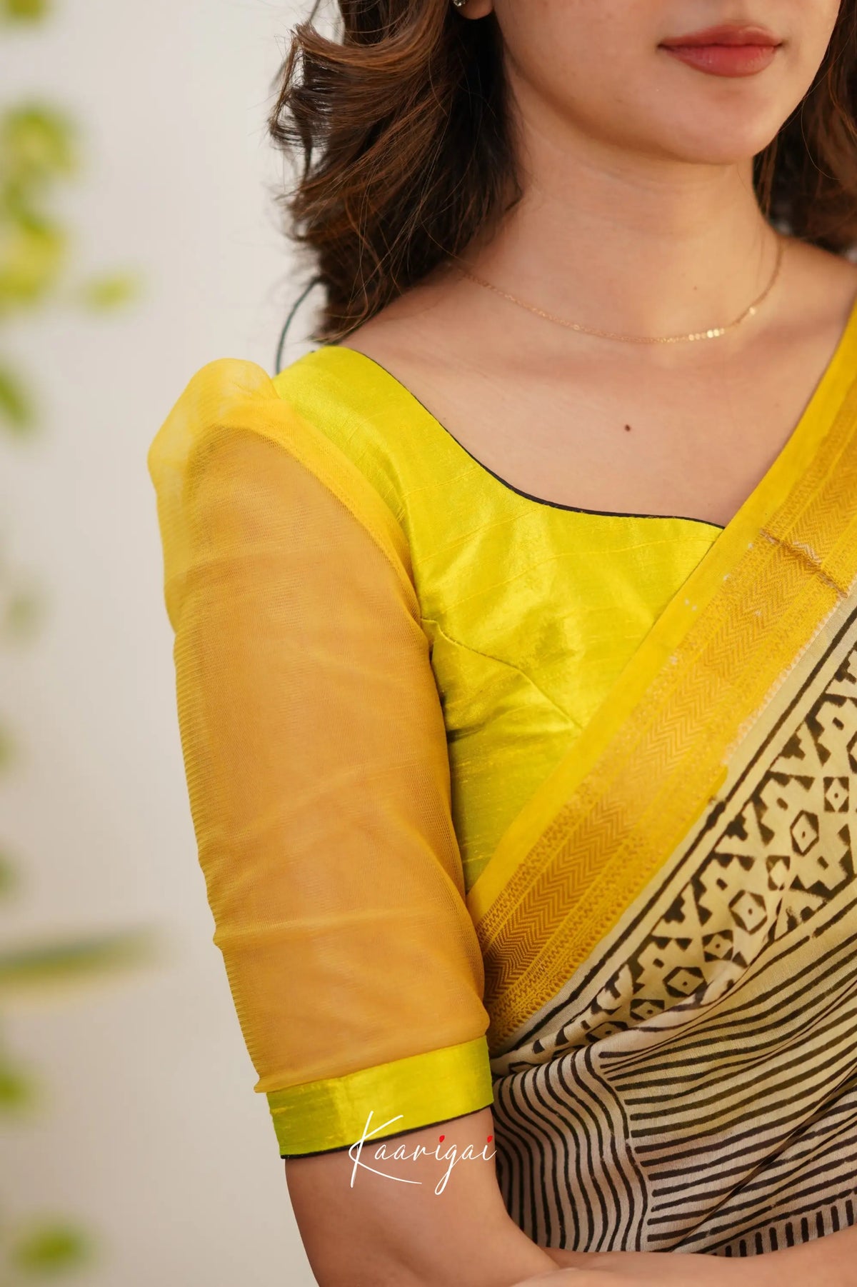 Mayuri Maheswari Saree - White and Yellow - Sarees