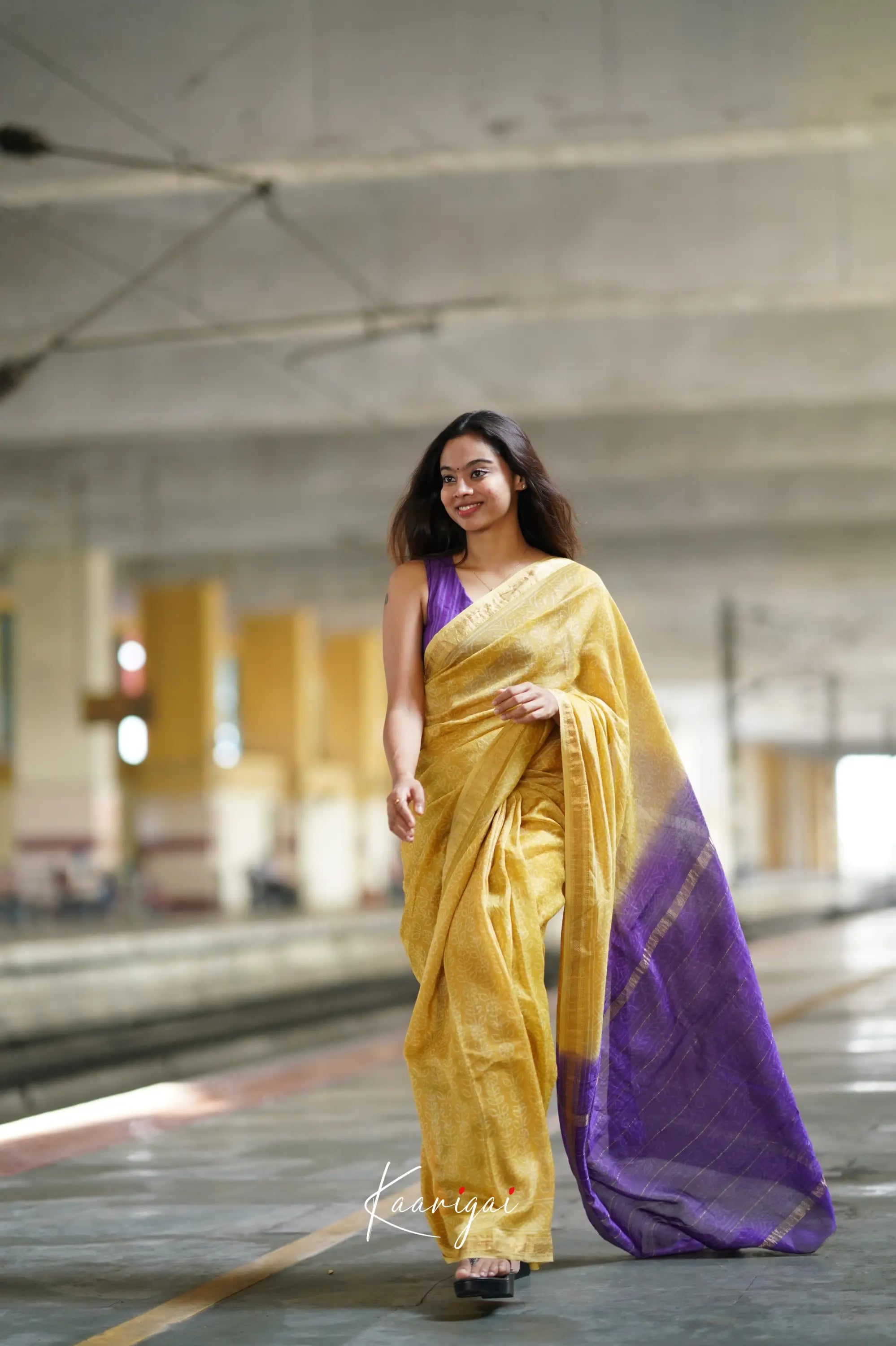 Mayuri Maheswari Saree - Yellow And Purple