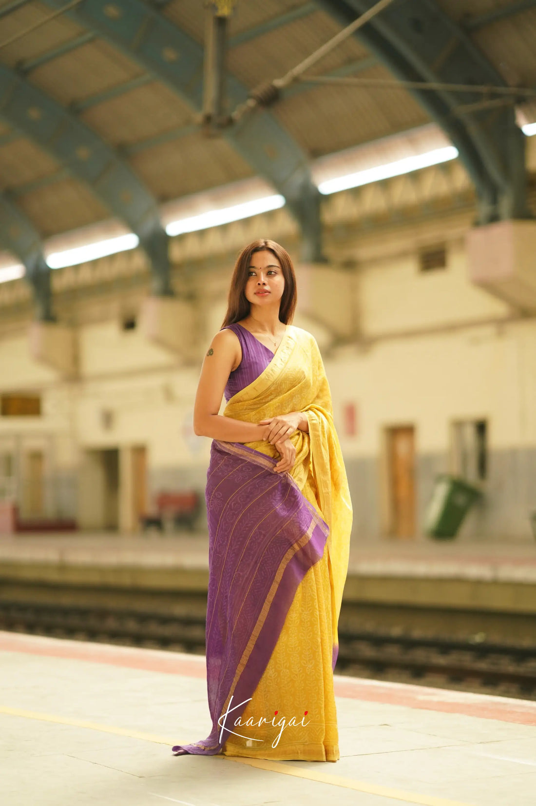 Mayuri Maheswari Saree - Yellow And Purple