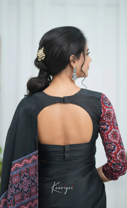 Meha Modal Silk Saree - Black and Maroon Sarees