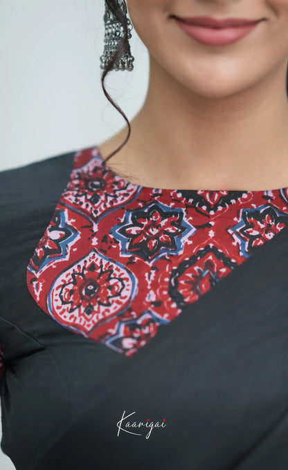 Meha Modal Silk Saree - Black and Maroon Sarees