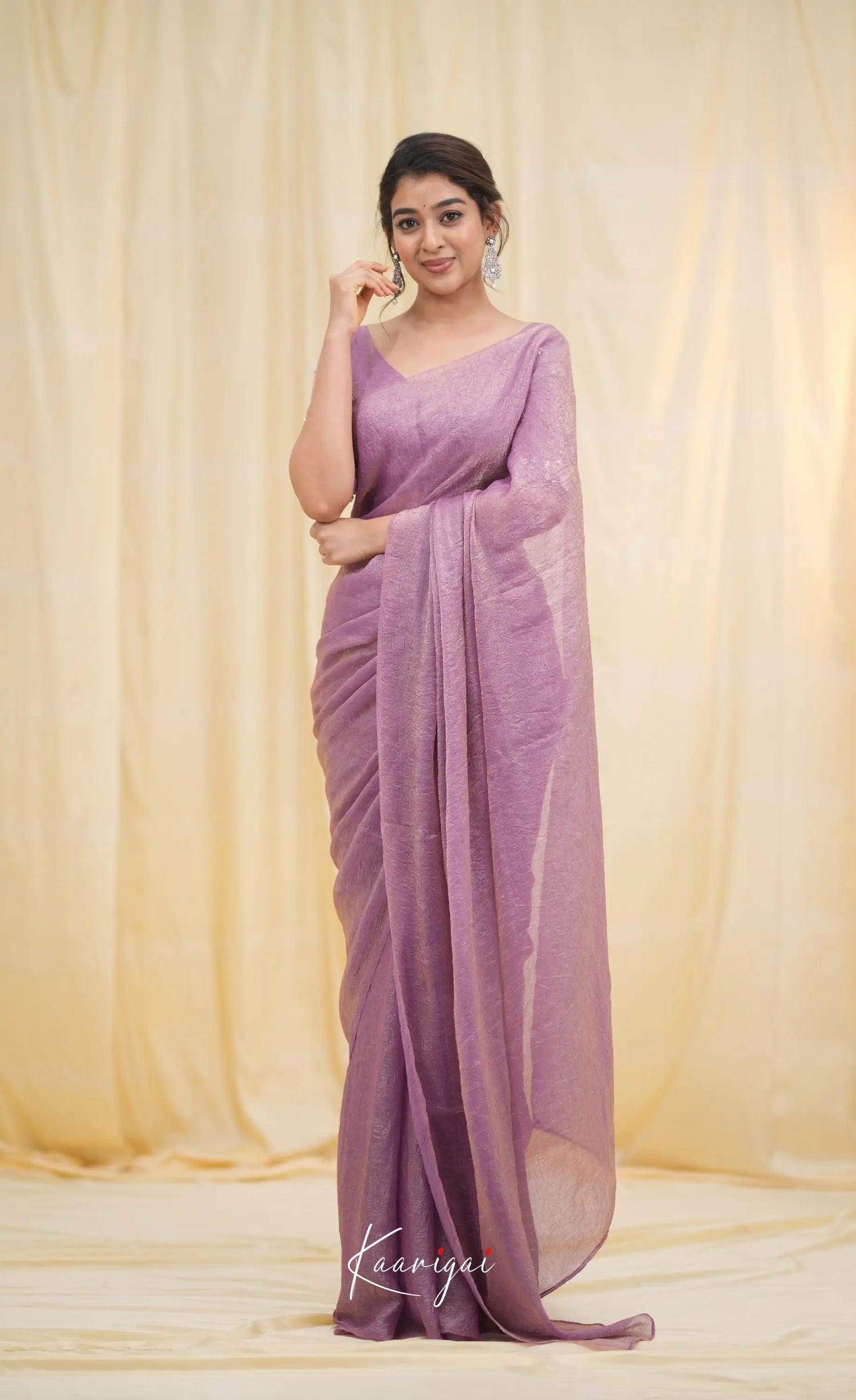 Nakshatra Metallic Crush Saree - Lavender Sarees