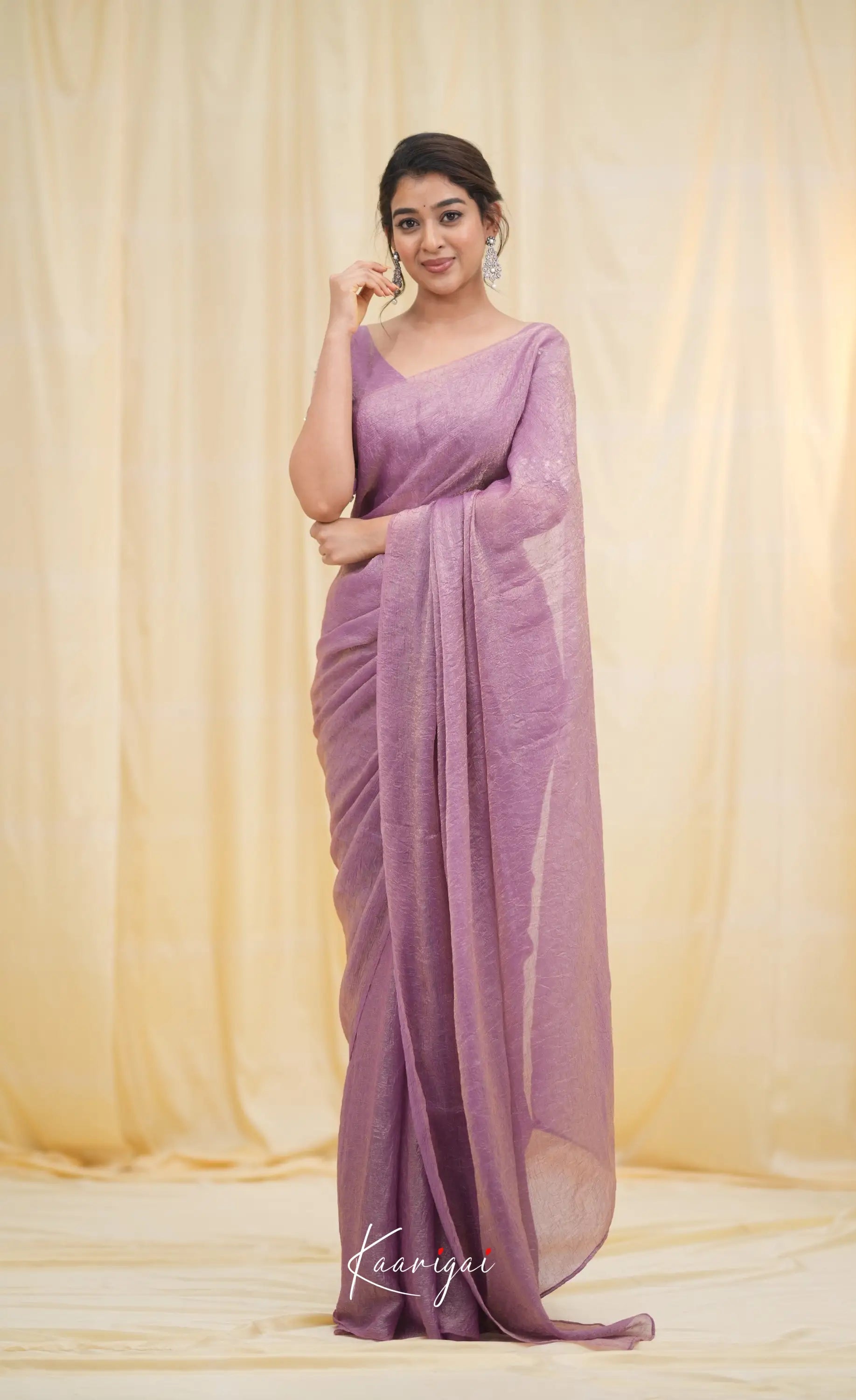 Nakshatra Metallic Crush Saree - Lavender Sarees