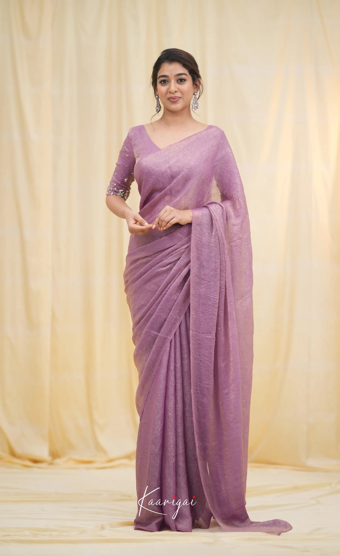 Nakshatra Metallic Crush Saree - Lavender Sarees