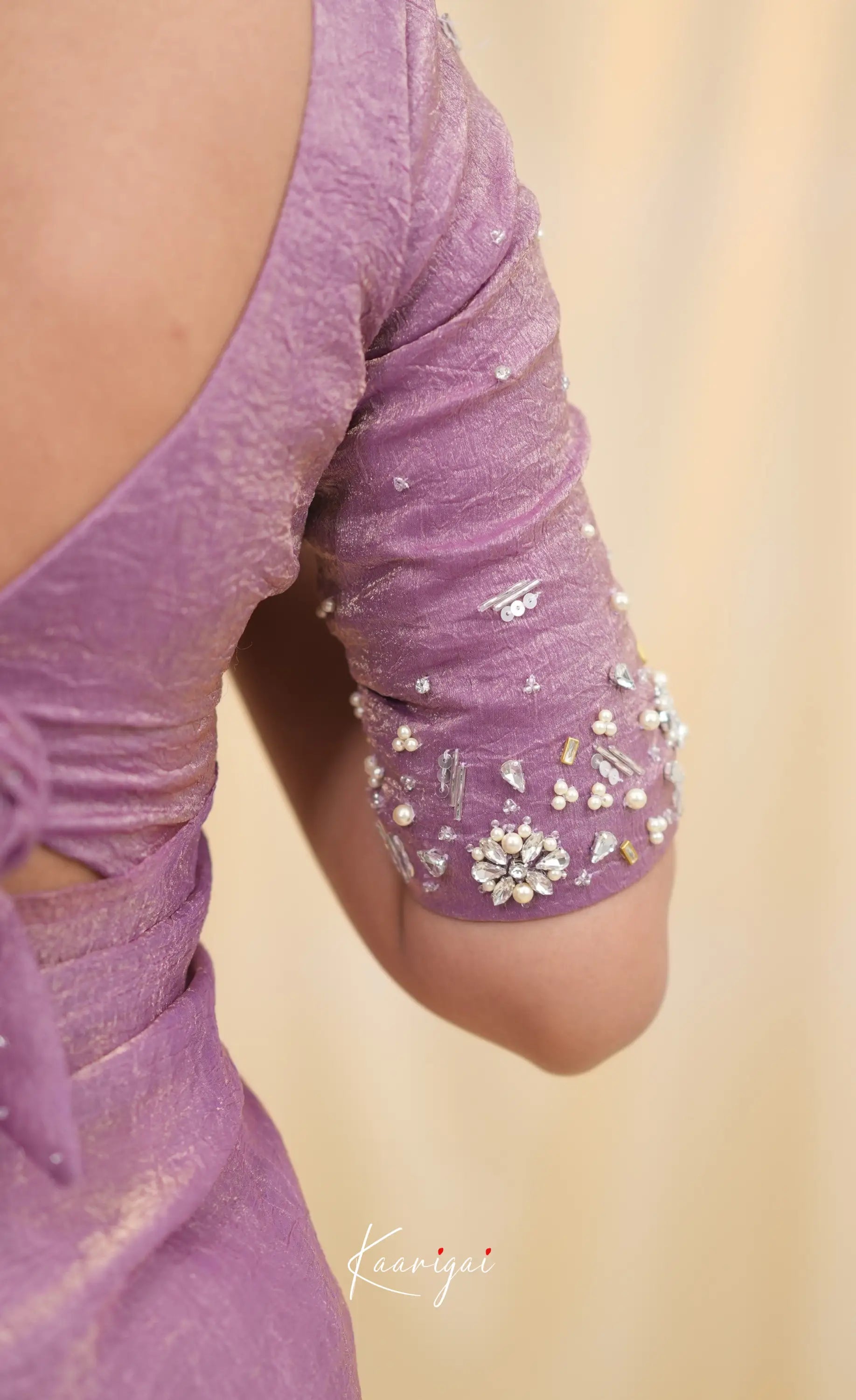 Nakshatra Metallic Crush Saree - Lavender Sarees