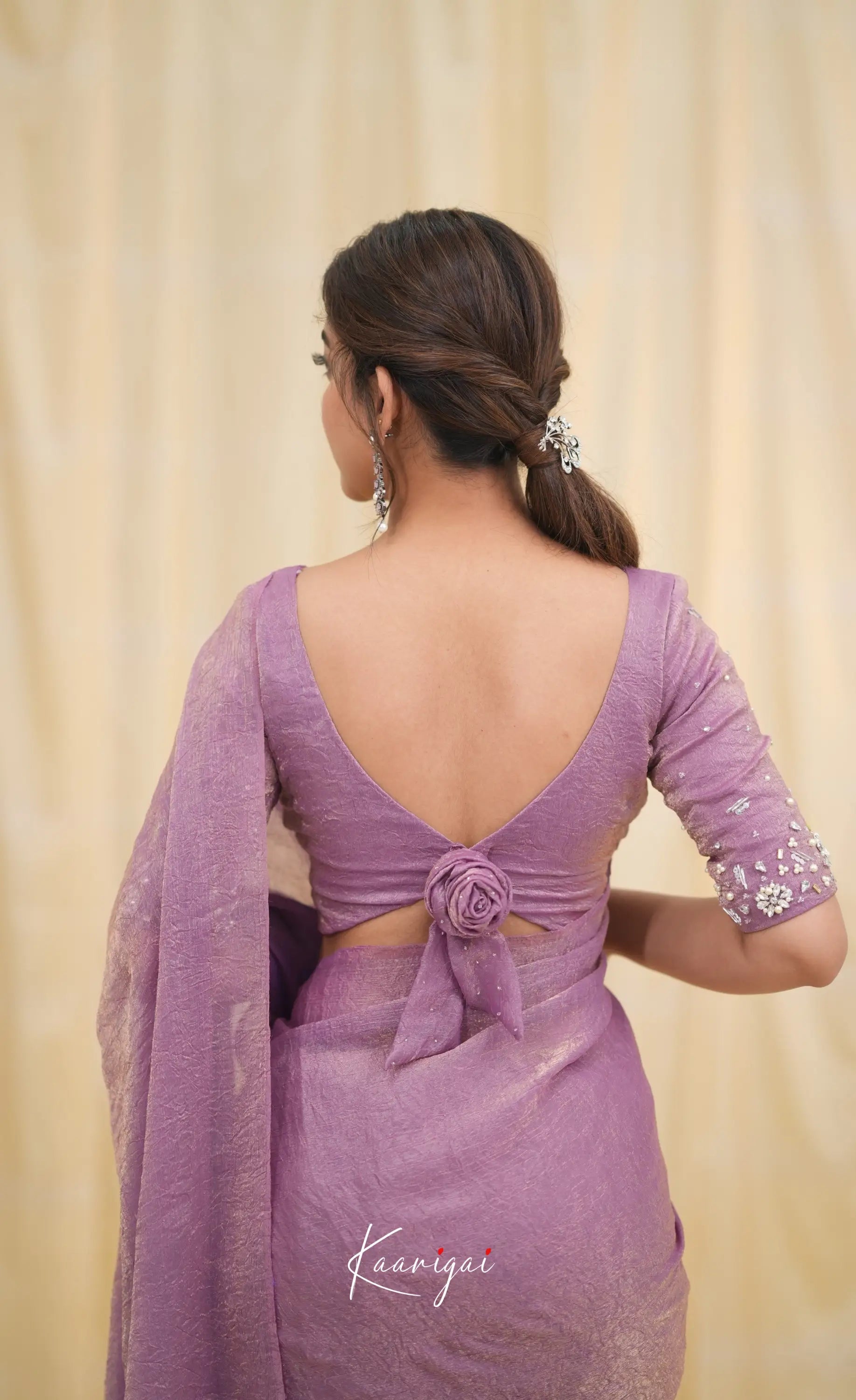 Nakshatra Metallic Crush Saree - Lavender Sarees