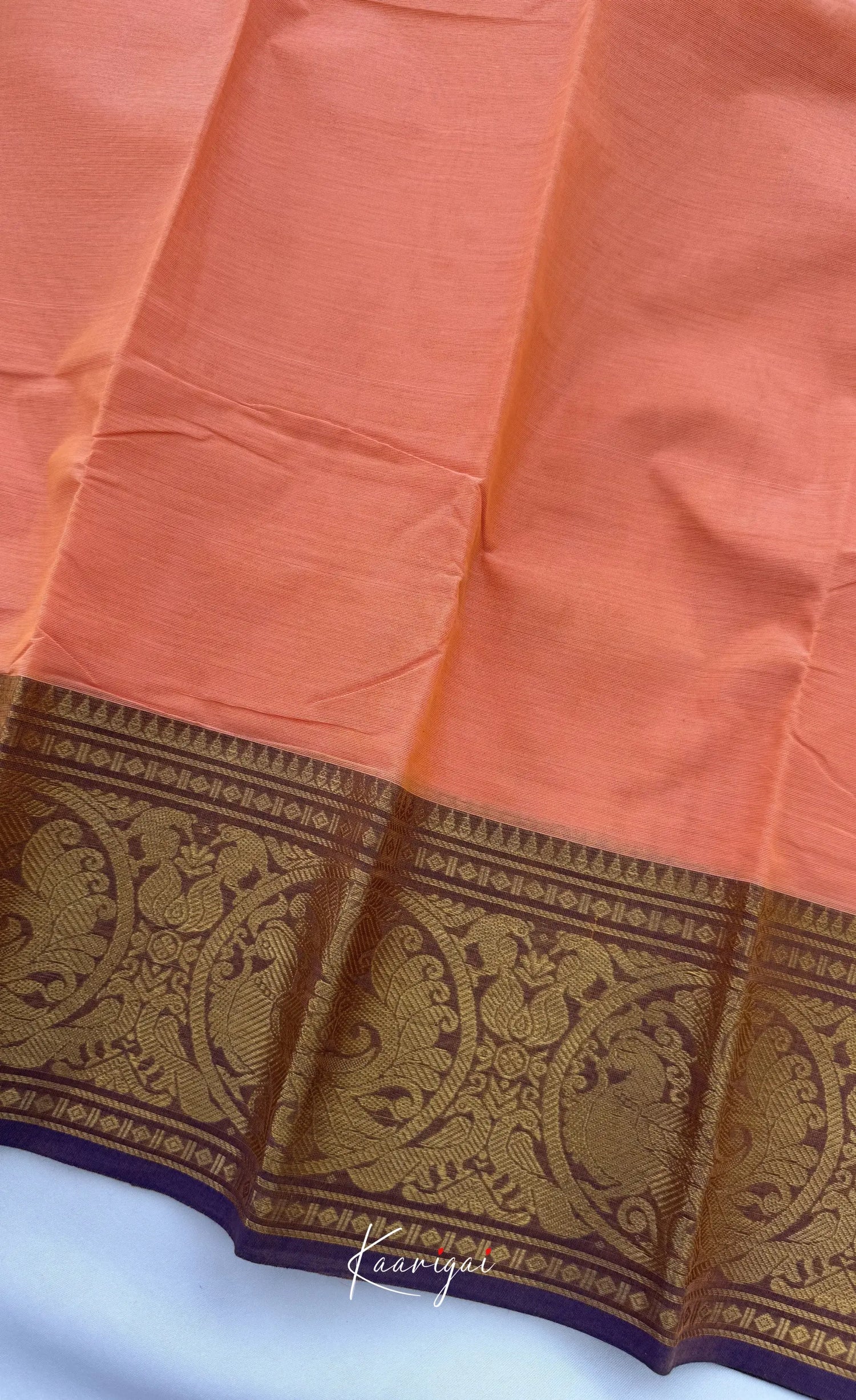 Nalinam - Amber with Purple Maroon Chettinad Cotton Saree Sarees